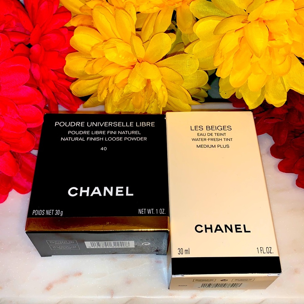 EMPTY CHANEL LOOSE POWDER BOX & EMPTY CHANEL WATER FRESH TINT FOUNDATION BOX